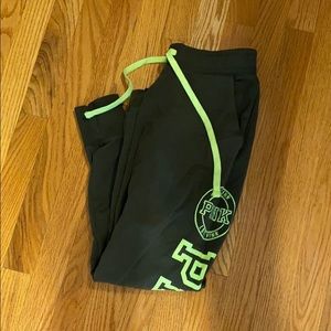 ‘PINK’ olive green joggers XS